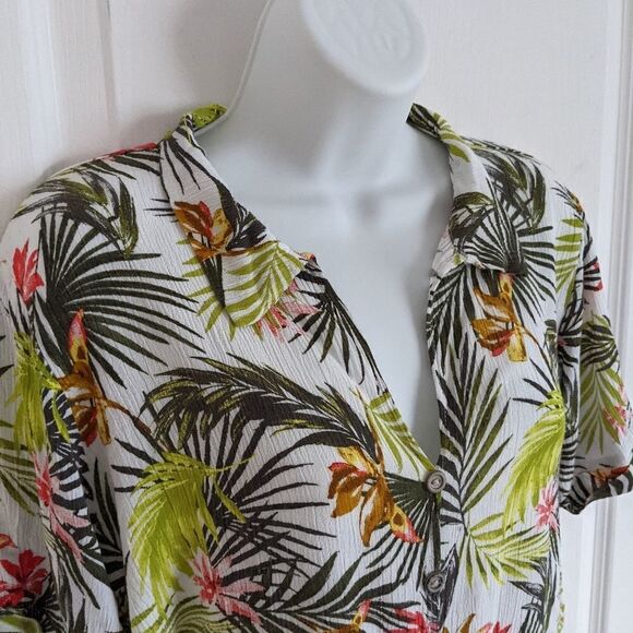 POTTERS POT Tropical floral crop top shirt size Large @i - Picture 5 of 10